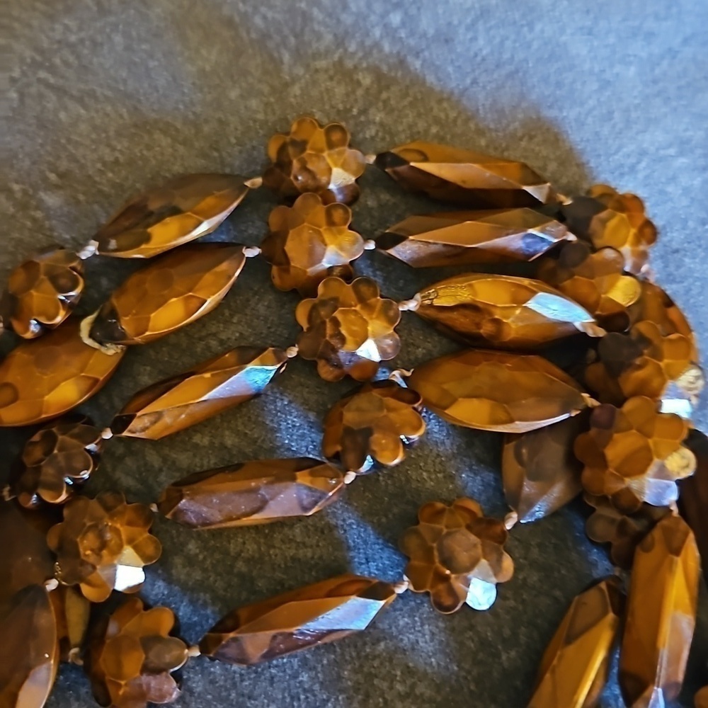 VTG Carved Floral Wood Knot Beaded Ethnic Infinity Festival Necklace - Picture 5 of 8